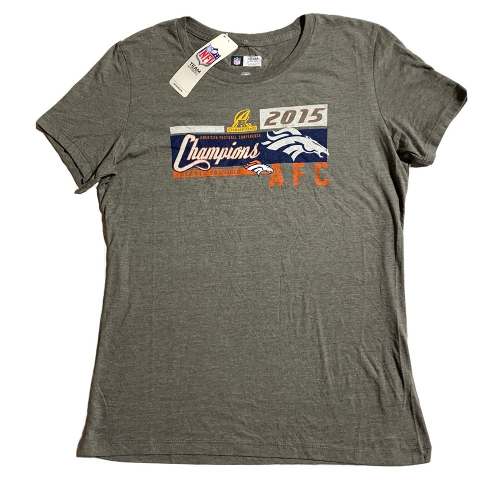 Denver Broncos NFL Team Apparel Womens Size L T-Shirt AFC Champions 2015 NWT